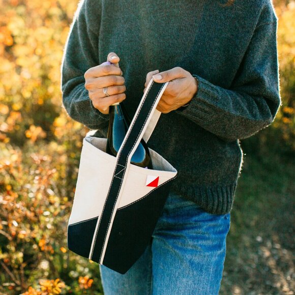 NWT ShoreBags Contemporary Double Wine Tote Canvas Boat Bag Bottle Bag Carrier - Picture 3 of 8